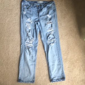 Distressed boyfriend jeans